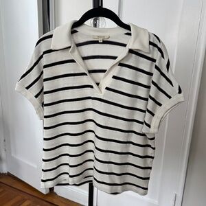 Madewell Relaxed V-Neck Polo Shirt in Stripe